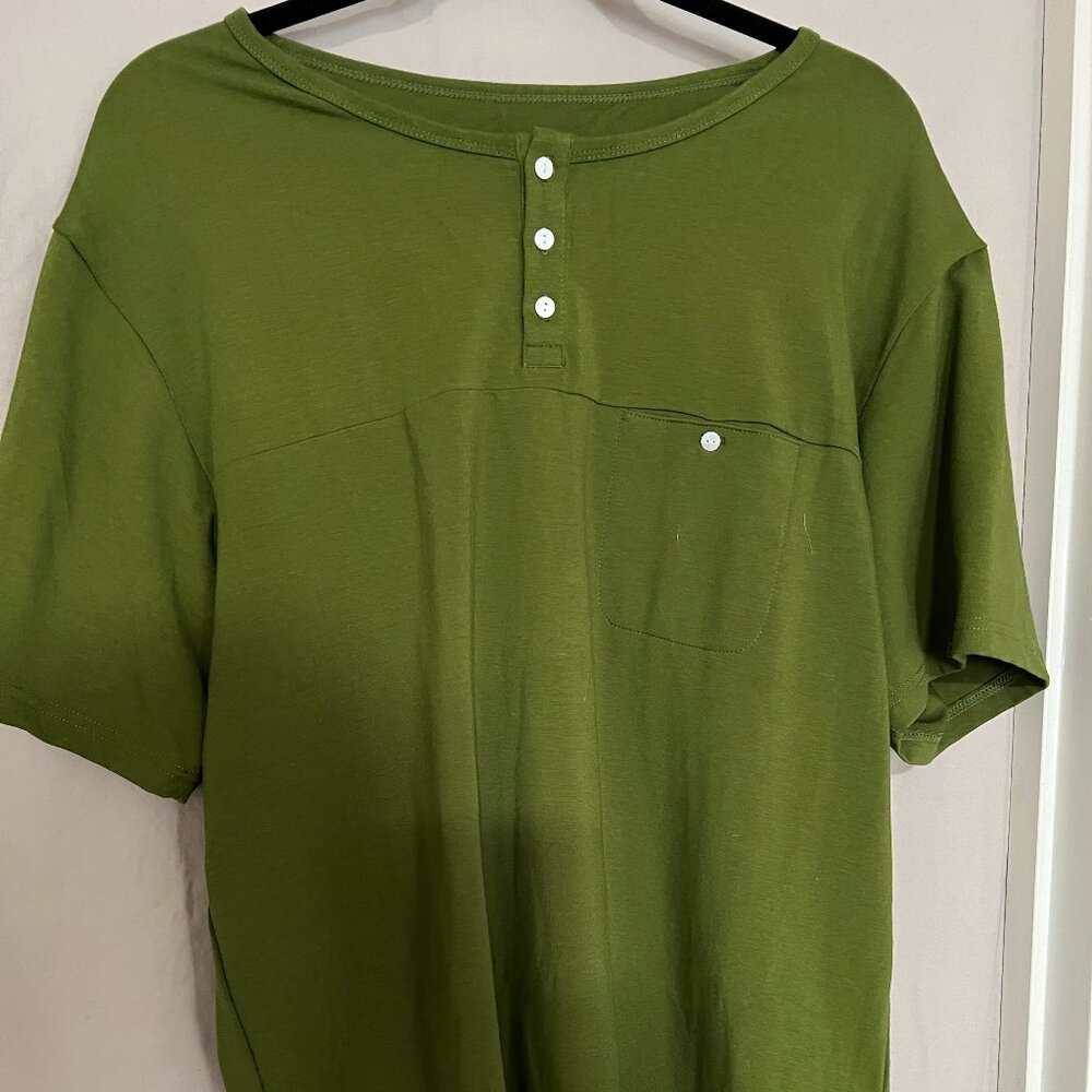 Kickee Pants Dark Green Button Up T Shirt;  XL
